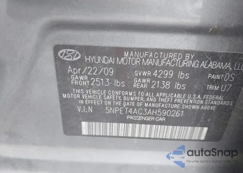 2010 Hyundai Sonata Gls from USA, damaged, VIN 5NPET4AC3AH590261